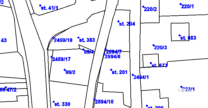 Parcela st. 2594/8 v KÚ Pernink, Katastrální mapa