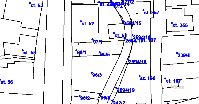 Parcela st. 96/5 v KÚ Pernink, Katastrální mapa
