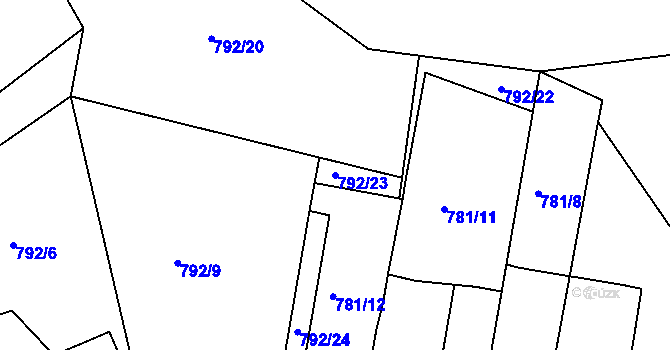 Parcela st. 792/23 v KÚ Pernink, Katastrální mapa