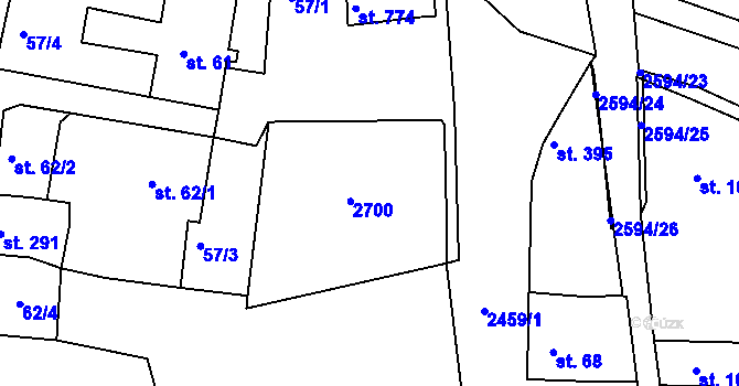 Parcela st. 66 v KÚ Pernink, Katastrální mapa