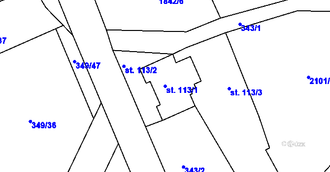 Parcela st. 113/1 v KÚ Pernink, Katastrální mapa
