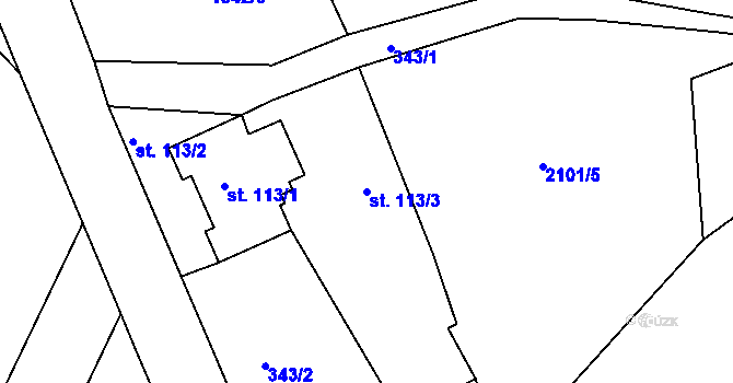 Parcela st. 113/3 v KÚ Pernink, Katastrální mapa