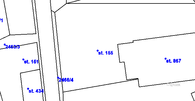 Parcela st. 155 v KÚ Pernink, Katastrální mapa