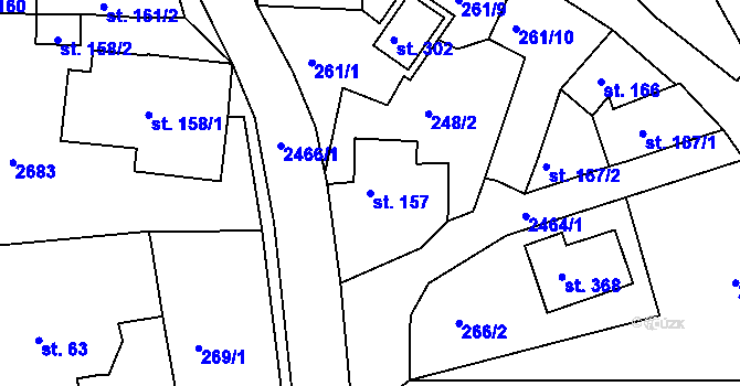 Parcela st. 157 v KÚ Pernink, Katastrální mapa