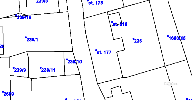 Parcela st. 177 v KÚ Pernink, Katastrální mapa