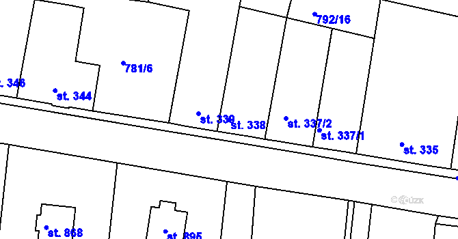 Parcela st. 338 v KÚ Pernink, Katastrální mapa