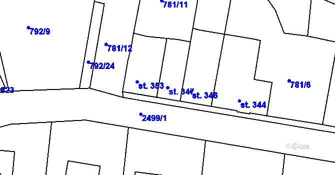 Parcela st. 347 v KÚ Pernink, Katastrální mapa