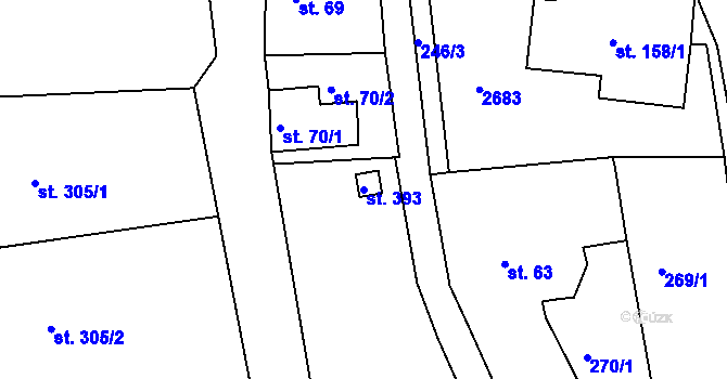 Parcela st. 393 v KÚ Pernink, Katastrální mapa