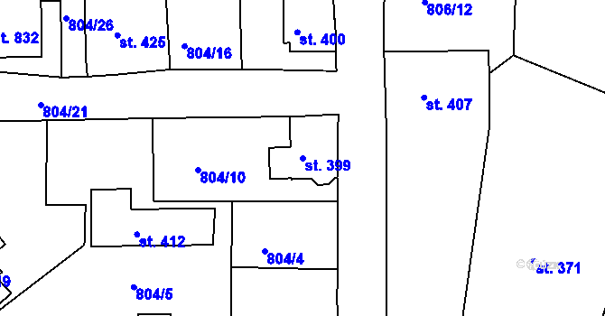 Parcela st. 399 v KÚ Pernink, Katastrální mapa