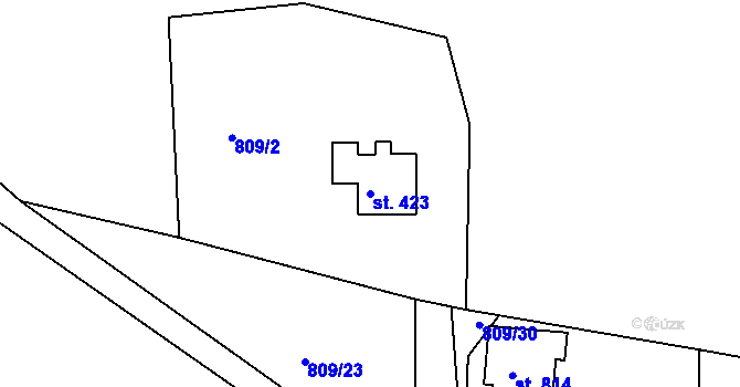 Parcela st. 423 v KÚ Pernink, Katastrální mapa