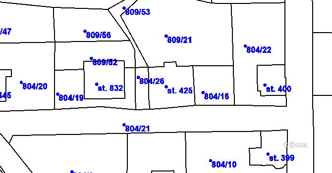Parcela st. 425 v KÚ Pernink, Katastrální mapa
