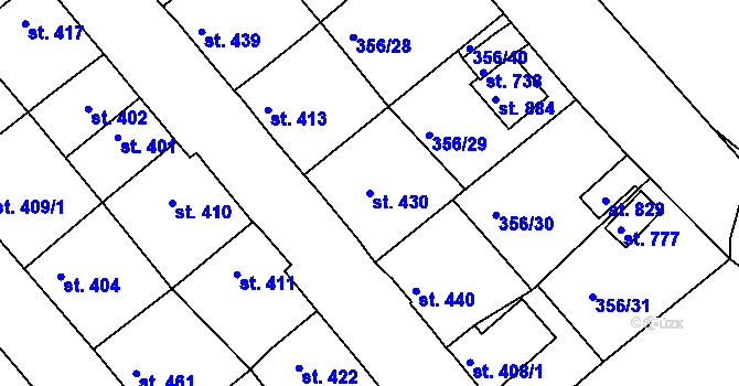 Parcela st. 430 v KÚ Pernink, Katastrální mapa