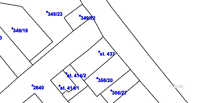 Parcela st. 437 v KÚ Pernink, Katastrální mapa
