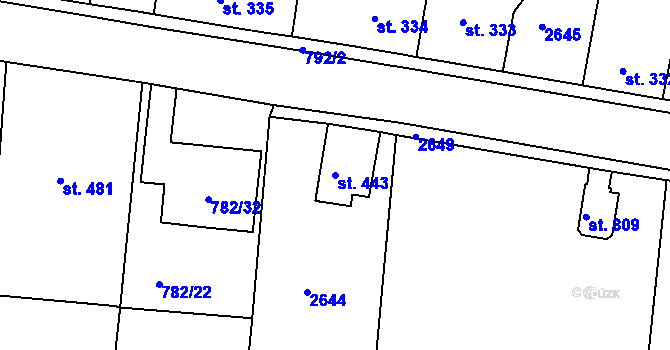 Parcela st. 443 v KÚ Pernink, Katastrální mapa