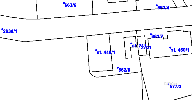 Parcela st. 448/1 v KÚ Pernink, Katastrální mapa