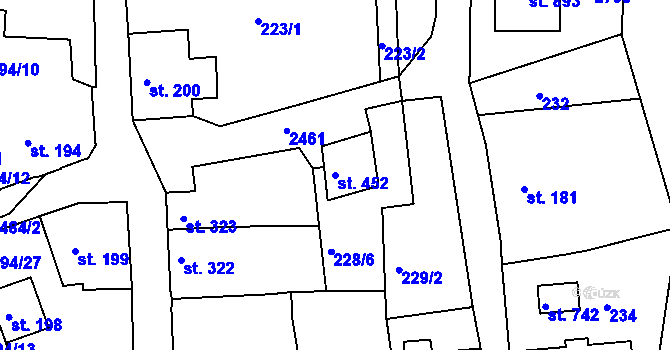 Parcela st. 452 v KÚ Pernink, Katastrální mapa