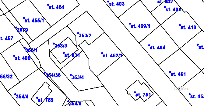 Parcela st. 462/1 v KÚ Pernink, Katastrální mapa