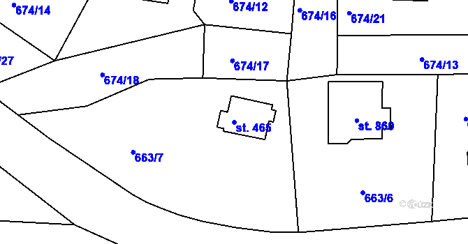 Parcela st. 465 v KÚ Pernink, Katastrální mapa