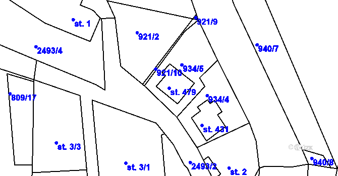 Parcela st. 479 v KÚ Pernink, Katastrální mapa