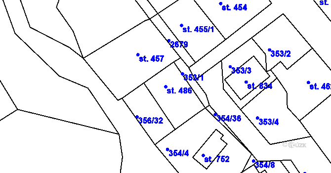 Parcela st. 486 v KÚ Pernink, Katastrální mapa