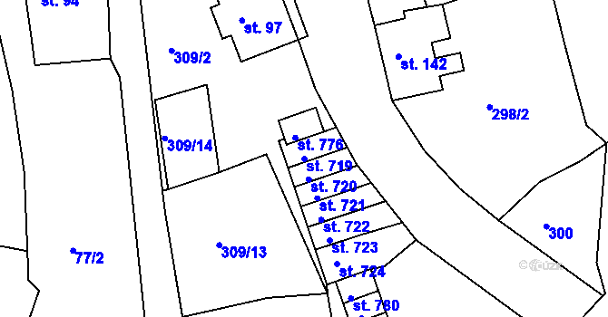 Parcela st. 719 v KÚ Pernink, Katastrální mapa