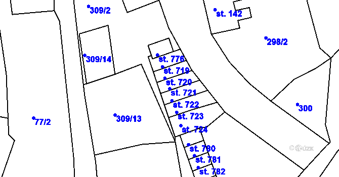 Parcela st. 721 v KÚ Pernink, Katastrální mapa