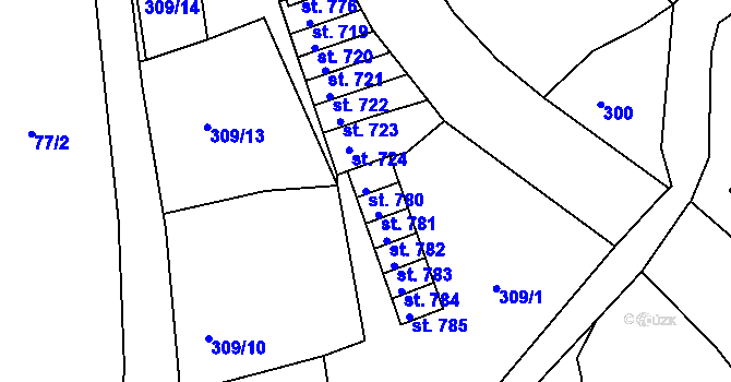 Parcela st. 780 v KÚ Pernink, Katastrální mapa