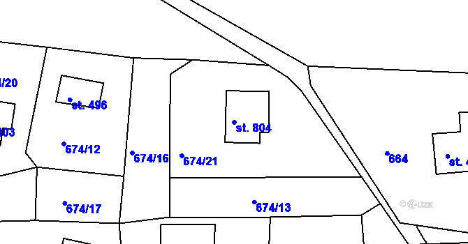 Parcela st. 804 v KÚ Pernink, Katastrální mapa