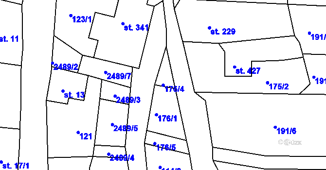 Parcela st. 176/4 v KÚ Pernink, Katastrální mapa