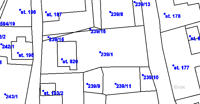 Parcela st. 239/1 v KÚ Pernink, Katastrální mapa