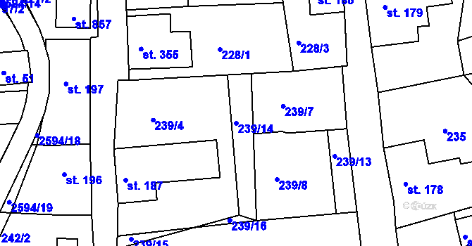Parcela st. 239/14 v KÚ Pernink, Katastrální mapa