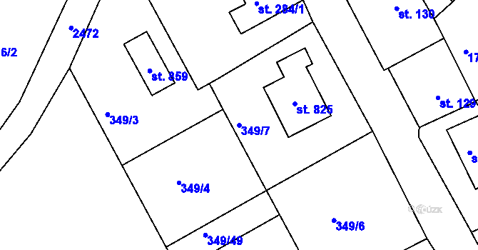 Parcela st. 349/7 v KÚ Pernink, Katastrální mapa