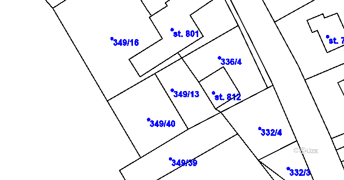Parcela st. 349/13 v KÚ Pernink, Katastrální mapa