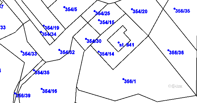 Parcela st. 354/14 v KÚ Pernink, Katastrální mapa