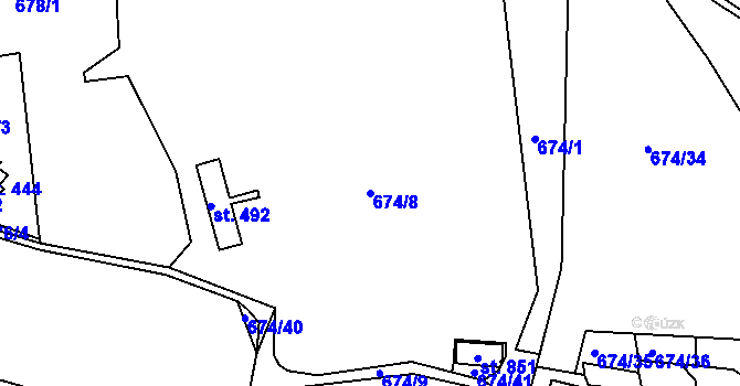 Parcela st. 674/8 v KÚ Pernink, Katastrální mapa