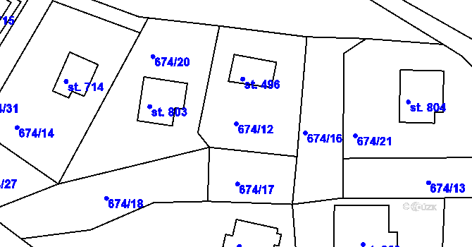 Parcela st. 674/12 v KÚ Pernink, Katastrální mapa
