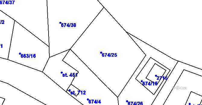 Parcela st. 674/25 v KÚ Pernink, Katastrální mapa