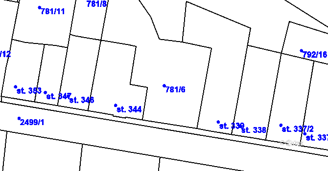 Parcela st. 781/6 v KÚ Pernink, Katastrální mapa