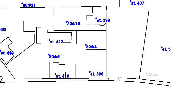 Parcela st. 804/4 v KÚ Pernink, Katastrální mapa