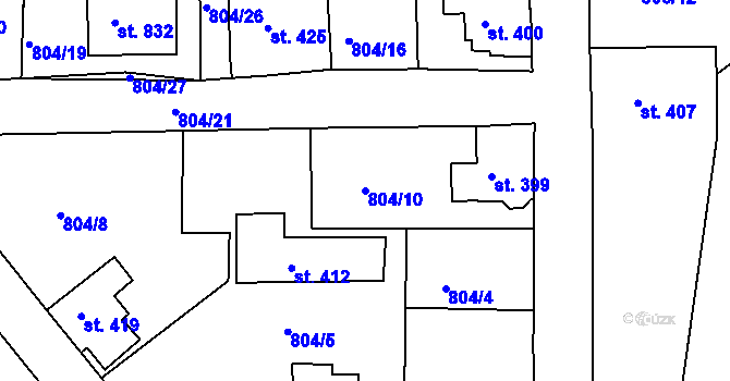 Parcela st. 804/10 v KÚ Pernink, Katastrální mapa