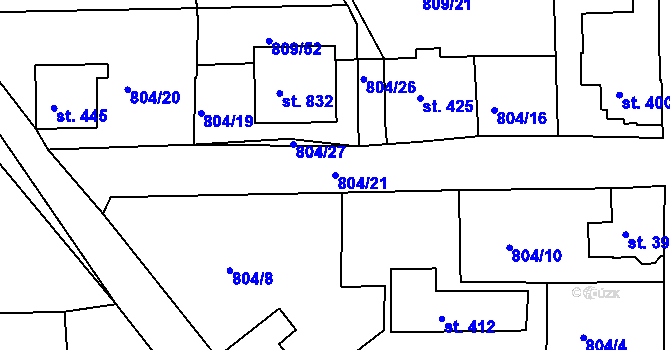 Parcela st. 804/21 v KÚ Pernink, Katastrální mapa