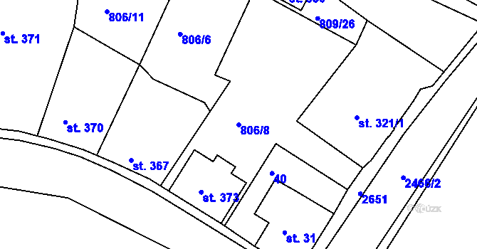 Parcela st. 806/8 v KÚ Pernink, Katastrální mapa