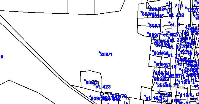 Parcela st. 809/1 v KÚ Pernink, Katastrální mapa