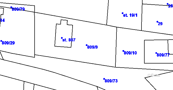 Parcela st. 809/9 v KÚ Pernink, Katastrální mapa