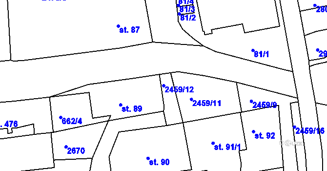 Parcela st. 2459/12 v KÚ Pernink, Katastrální mapa
