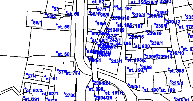 Parcela st. 2594/1 v KÚ Pernink, Katastrální mapa