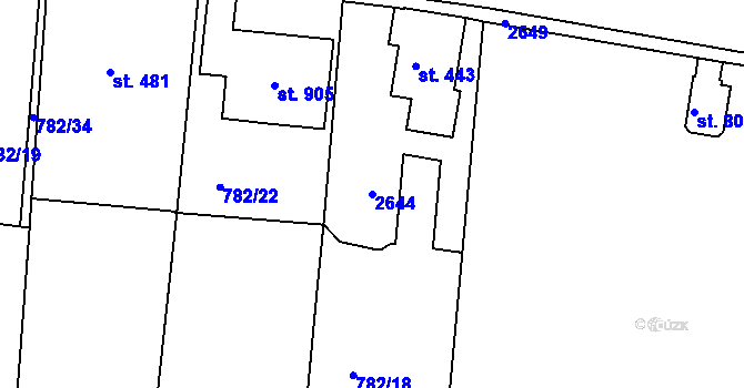 Parcela st. 2644 v KÚ Pernink, Katastrální mapa