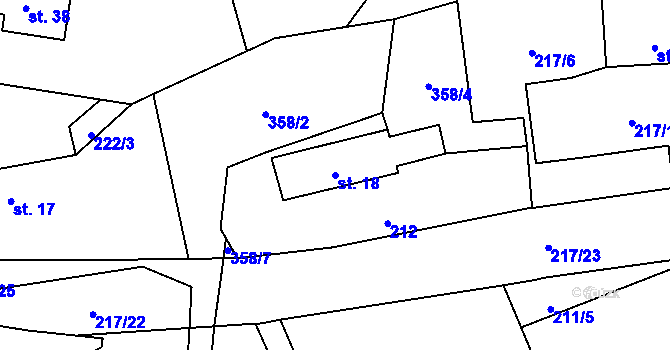 Parcela st. 18 v KÚ Jilmoví, Katastrální mapa