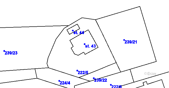 Parcela st. 43 v KÚ Jilmoví, Katastrální mapa