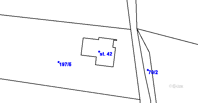 Parcela st. 42 v KÚ Pernštejnské Jestřabí, Katastrální mapa